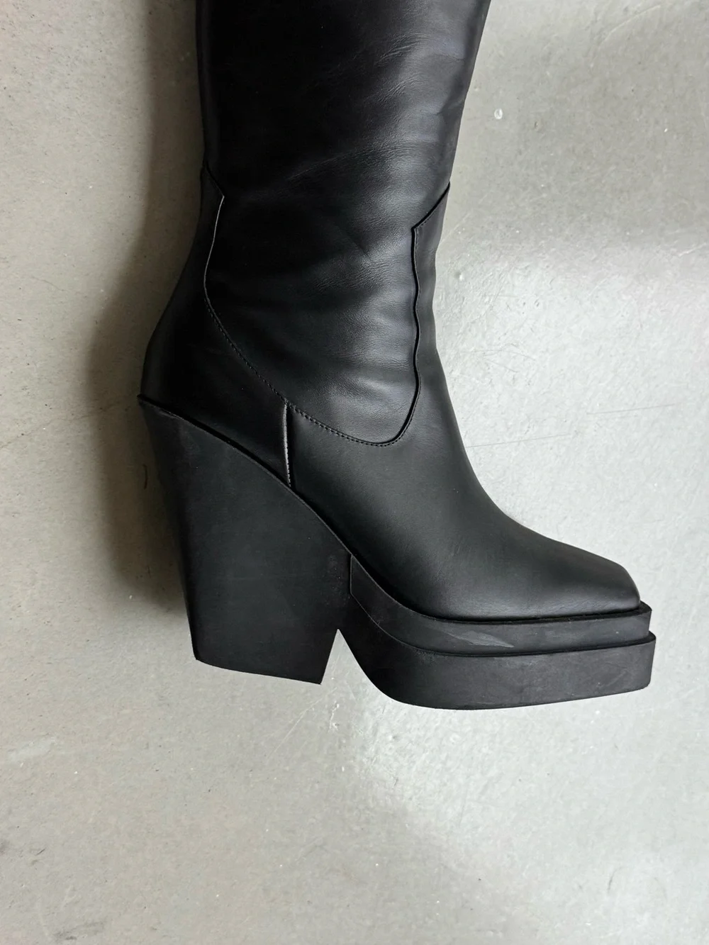 Gia Borghini Texan Black Platform Over-the-Knee Wedge Boots